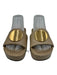 Tory Burch Shoe Size 8 Beige & Gold Leather open toe Platform Textured Sandals Beige & Gold / 8