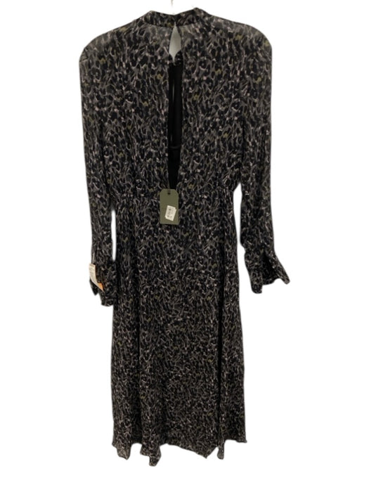 All Saints Size S Gray, Black, Multi Viscose Long Sleeve All Over Print Dress Gray, Black, Multi / S