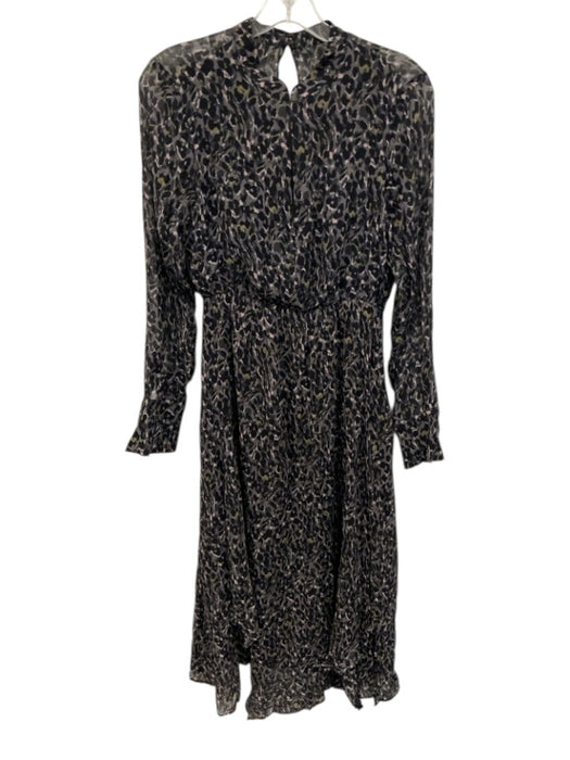 All Saints Size S Gray, Black, Multi Viscose Long Sleeve All Over Print Dress Gray, Black, Multi / S