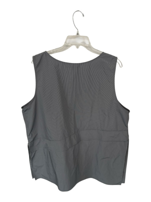 Sun Kim Size 1X Grey & Black Polyester Zipper Stripes Pockets Top Grey & Black / 1X