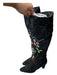 Claudia Ciuti Shoe Size 10 Black & Multi Suede Embroidered Heeled Boots Black & Multi / 10
