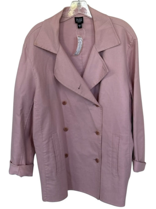 Eileen Fisher Size 1X Mauve Pink Cotton Blend Long Sleeve Double Breast Coat Mauve Pink / 1X