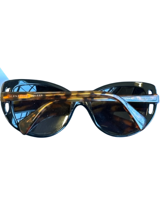 Alexander McQueen Black & Brown Acetate Tortoise shell Cat Eye Sunglasses Black & Brown