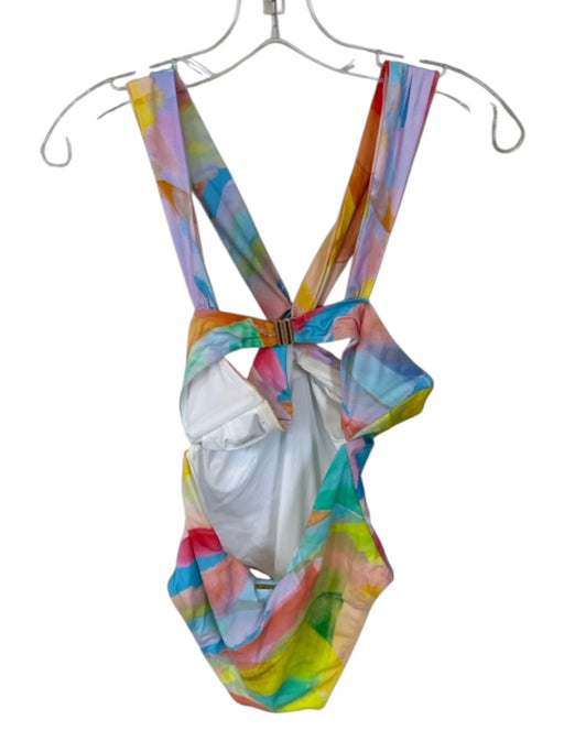 Milly Size M Multi Polyamid Halter Neck Water Color One Piece Swimsuit Multi / M