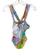 Milly Size M Multi Polyamid Halter Neck Water Color One Piece Swimsuit Multi / M