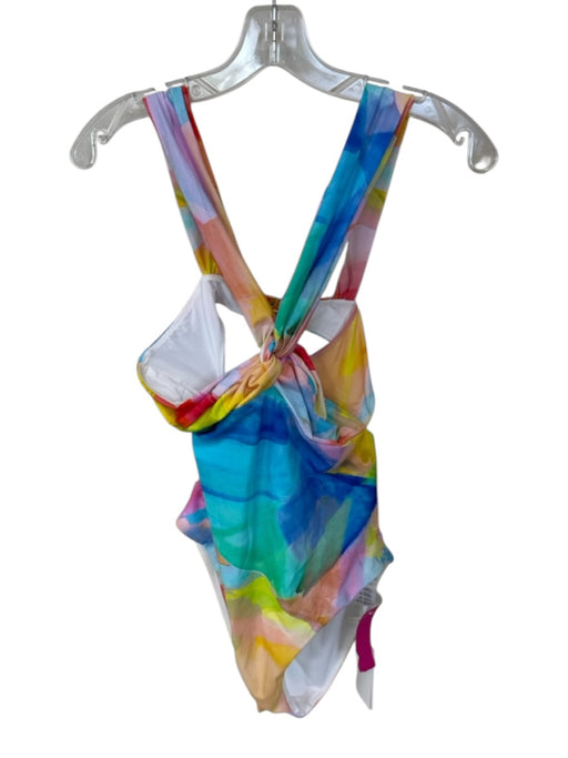 Milly Size M Multi Polyamid Halter Neck Water Color One Piece Swimsuit Multi / M