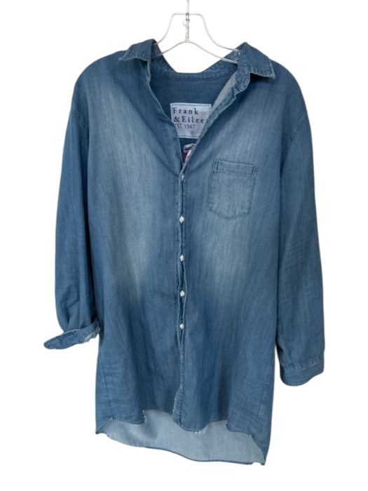 Frank & Eileen Size XL Med Light Wash Cotton Long Sleeve Button Down Dress Med Light Wash / XL
