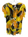 The Kooples Size 3/L Yellow & Black Viscose Short Sleeve Flowers Crinkle Dress Yellow & Black / 3/L