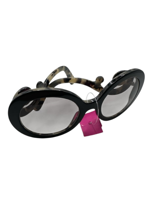 Prada Taupe & Black Acetate Tortoise shell Round Oversize Sunglasses Taupe & Black