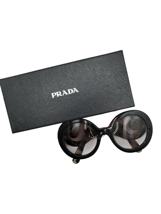 Prada Taupe & Black Acetate Tortoise shell Round Oversize Sunglasses Taupe & Black