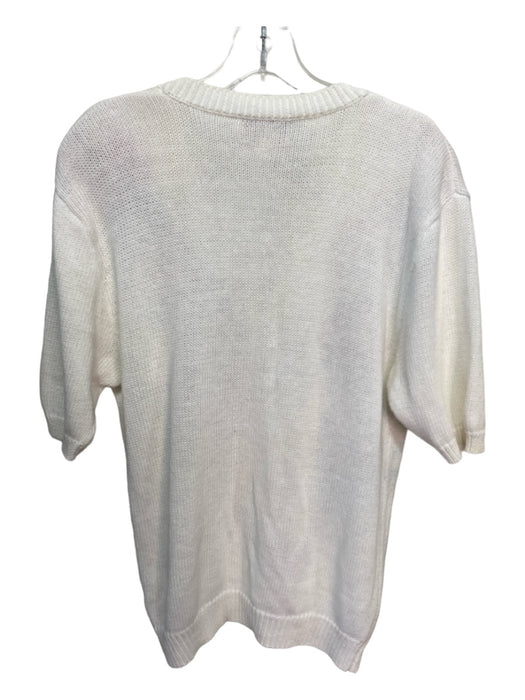 Susan Bristol Size S White multi Ramie Floral Short Sleeve Sweater White multi / S