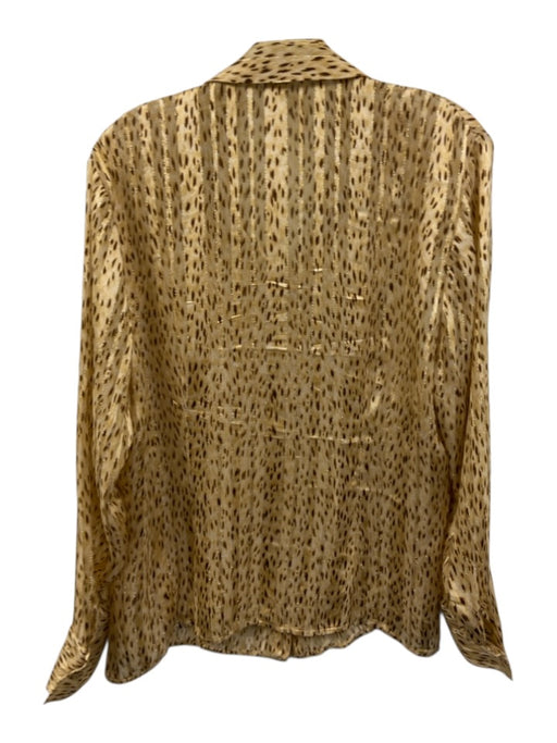 Escada Size 42 Tan, Brown & White Seide blend Collar Neck Spotted & sparkle Top Tan, Brown & White / 42