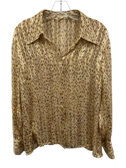 Escada Size 42 Tan, Brown & White Seide blend Collar Neck Spotted & sparkle Top Tan, Brown & White / 42