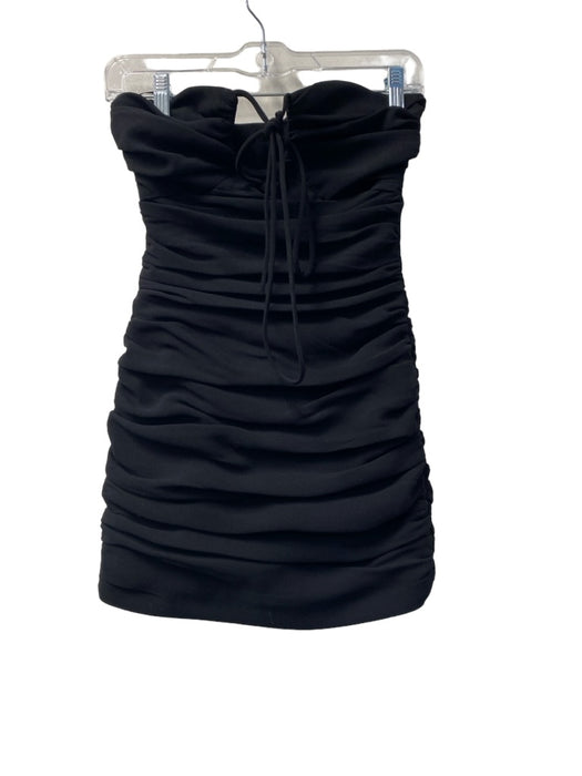 Zara Size XS Black Polyester Tie Neck Ruched Side Above knee Dress Black / XS