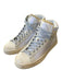 P448 Shoe Size 37 White & Gray Leather & Fabric High Top lace up Sneakers White & Gray / 37