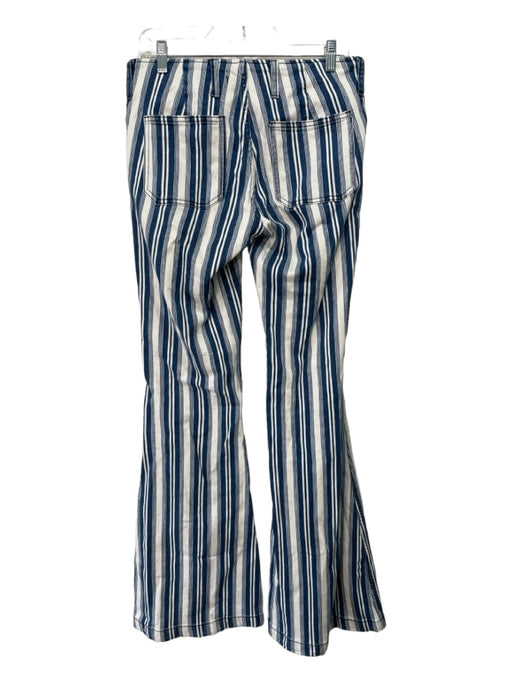 Free People Size 28 White & Blue Cotton Striped zip fly Flare Jeans White & Blue / 28