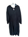 H&M Size S Black Viscose Long Balloon Sleeve Collar Maxi V Neck Dress Black / S