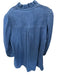 Clare V Size L Dark Wash Cotton Long Balloon Sleeve Ruffle Collar Denim Dress Dark Wash / L