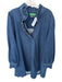 Clare V Size L Dark Wash Cotton Long Balloon Sleeve Ruffle Collar Denim Dress Dark Wash / L