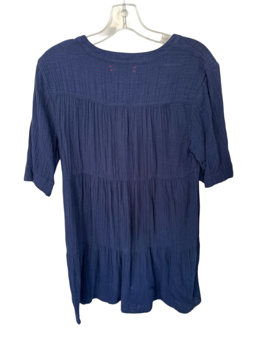 XiRENA Size L Navy Cotton 3/4 Sleeve Gauze V Neck Maxi Dress Navy / L