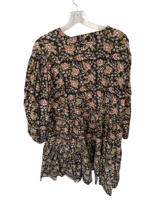 Mille Resort & Travel Size L Brown & Red Cotton Long Balloon Sleeve Dress Brown & Red / L