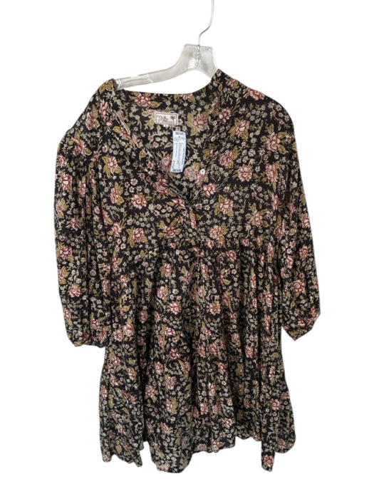 Mille Resort & Travel Size L Brown & Red Cotton Long Balloon Sleeve Dress Brown & Red / L