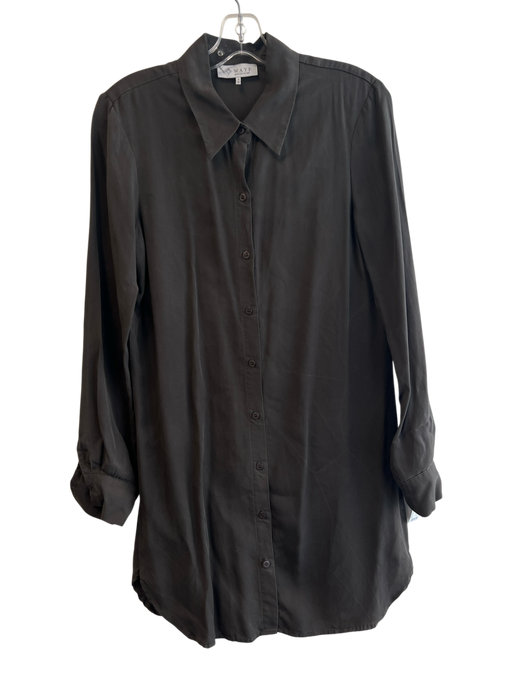 Wayf Size Small Army Green Rayon Button Down Long Sleeve Collared Dress Army Green / Small