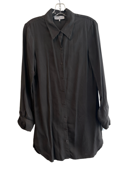 Wayf Size Small Army Green Rayon Button Down Long Sleeve Collared Dress Army Green / Small