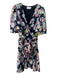 Tanya Taylor Size 10 Navy, White & Multi Polyester Textured Floral Print Dress Navy, White & Multi / 10