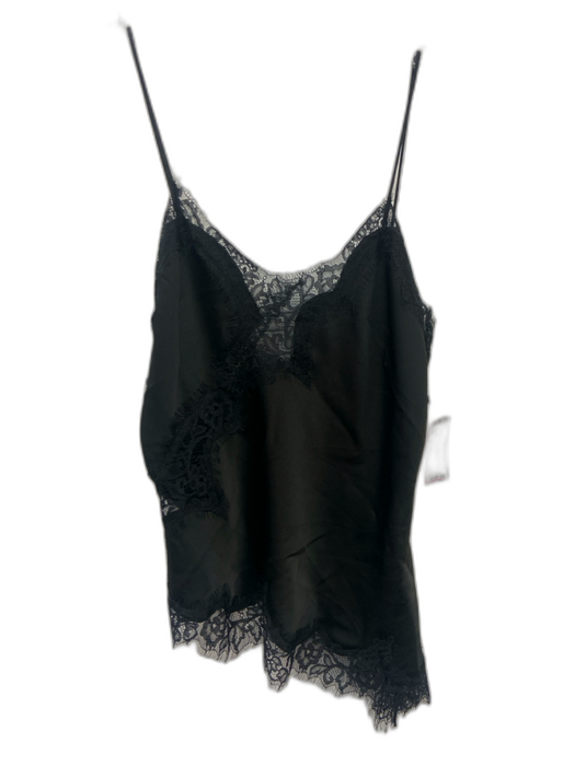 Zara Size Medium Black Polyester Spaghetti Strap Lace Trim Asymmetric Tank Top Black / Medium