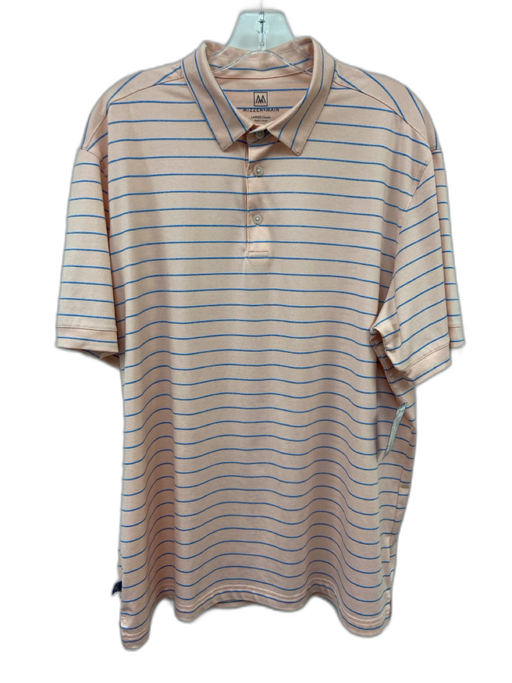 Mizzen + Main Size L Pink & Blue Striped Polo Men's Short Sleeve Pink & Blue / L