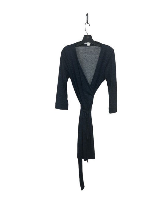 Diane Von Furstenberg Size 10 Navy Silk Blend Long Sleeve Wrap dress Midi Dress Navy / 10