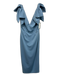 Ieena for Mac Duggal Size 4 Light Blue Polyester Skeletal V Neck Midi Dress Light Blue / 4