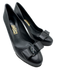 Salvatore Ferragamo Shoe Size 8.5 Black Leather Round Toe Bow Detail Pumps Black / 8.5