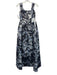 Parker Black Size 4 Black, Blue & White Polyester Abstract Botanical Print Gown Black, Blue & White / 4
