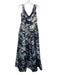 Parker Black Size 4 Black, Blue & White Polyester Abstract Botanical Print Gown Black, Blue & White / 4
