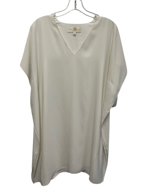 Anna Cate Size S Cream White Polyester Short split sleeve V Neck Kaftan Dress Cream White / S