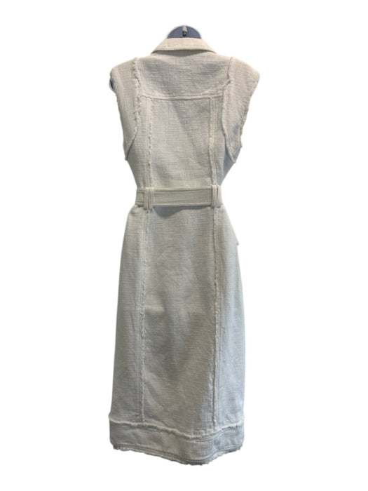 Aje Size 8 Cream White Cotton Sleeveless Frayed Edge Button Front Blazer Dress Cream White / 8