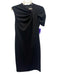 Trina Turk Size 6 Black Polyester Blend Cap Sleeve Gathered Detail Draped Dress Black / 6