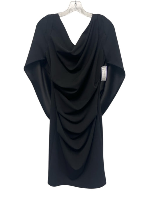Betsy & Adam Size 6 Black Polyester Blend Sleeve Detail Cape Draped Dress Black / 6