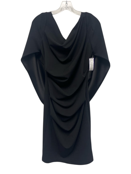 Betsy & Adam Size 6 Black Polyester Blend Sleeve Detail Cape Draped Dress Black / 6
