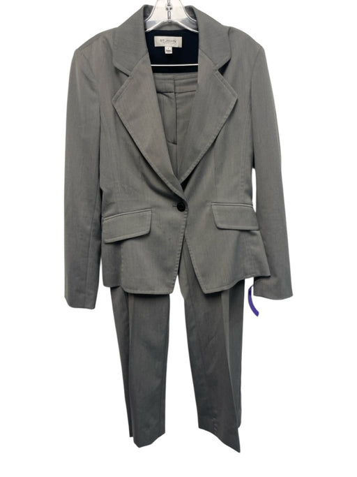 St. John Collection Size 6 Gray Polyester Blend Herringbone One Button Pant Set Gray / 6