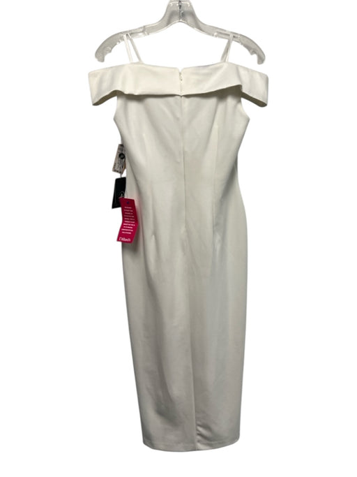 Adrianna Papell Size 4 White Polyester Blend Off Shoulder Satin Side Slit Gown White / 4