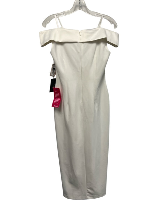 Adrianna Papell Size 4 White Polyester Blend Off Shoulder Satin Side Slit Gown White / 4