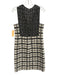St John Size 6 Black, Beige, White Wool Blend Sleeveless Boucle Plaid Dress Black, Beige, White / 6