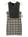 St John Size 6 Black, Beige, White Wool Blend Sleeveless Boucle Plaid Dress Black, Beige, White / 6