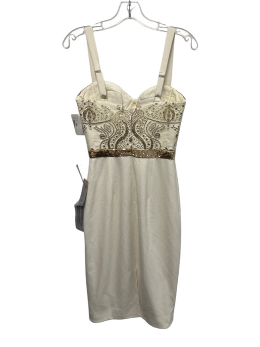 Dress the Population Size Small Cream & Gold Polyester Blend Sleeveless Dress Cream & Gold / Small