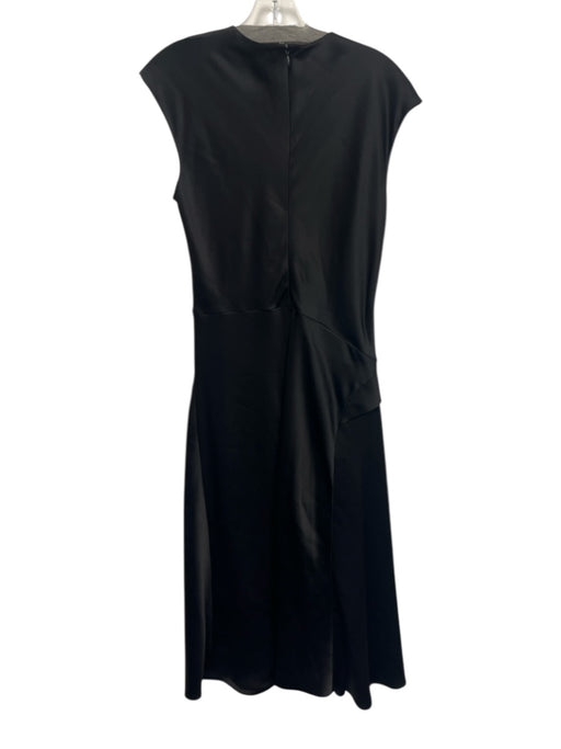 Theory Size 4 Black Triacetate Blend Satin Cap Sleeve Twist Knot Midi Dress Black / 4