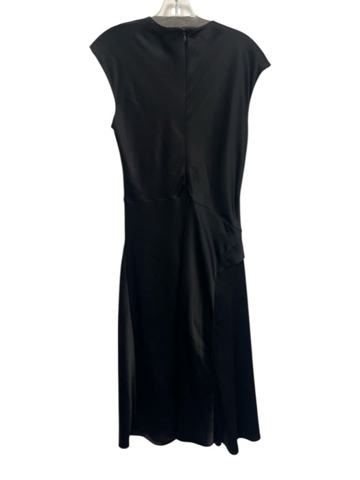 Theory Size 4 Black Triacetate Blend Satin Cap Sleeve Twist Knot Midi Dress Black / 4