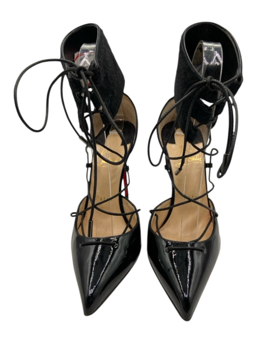 Christian Louboutin Shoe Size 36 Black & Nude Patent Leather Fur Stiletto Pumps Black & Nude / 36